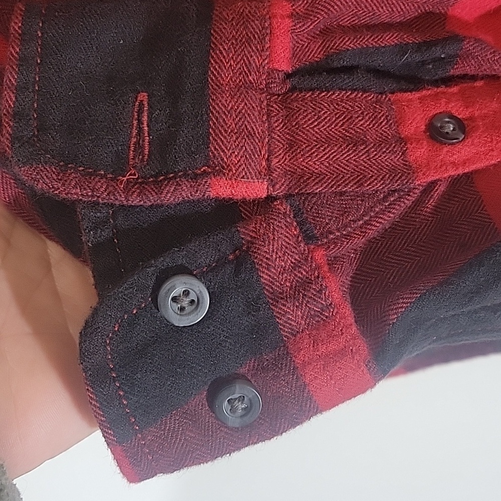 Men's George Red Flannel Plaid Long Sleeve Shirt XS - Picture 3 of 6